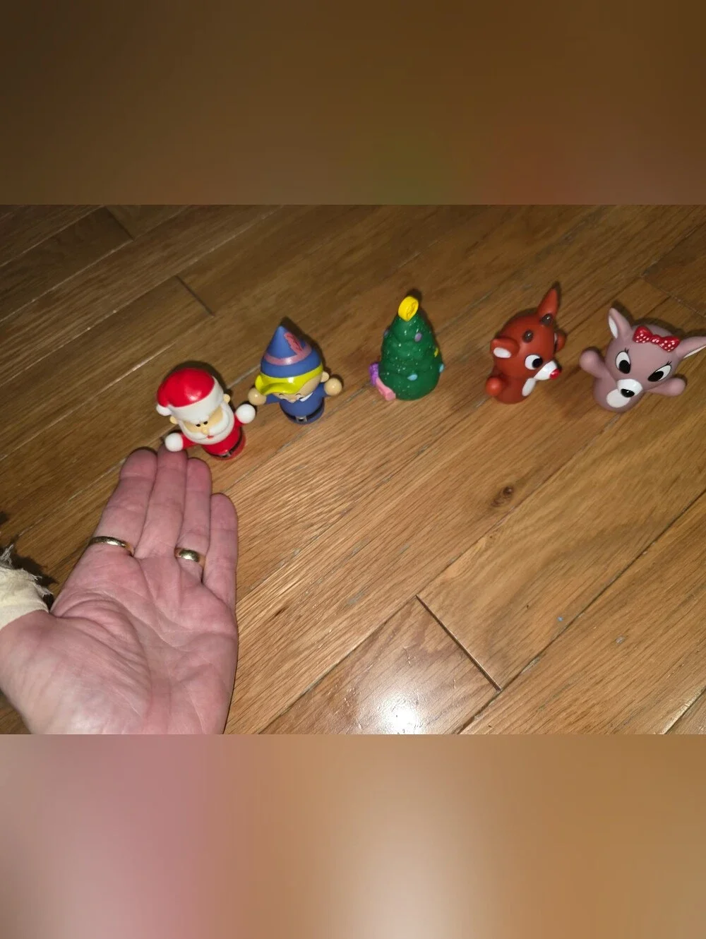VINTAGE 5PC RUDOLPH RED NOSED REINDEER & Little People Christmas Tree NO SEPARA
